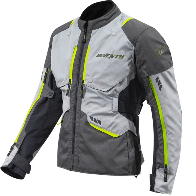 Seventy Degrees SD-JT67 Tanami motorcykeljakke sort-grå-fluo gul