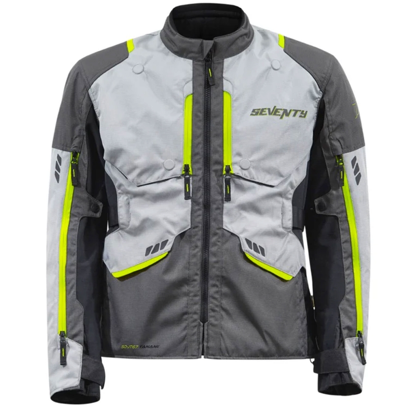 Seventy Degrees SD-JT67 Tanami motorcykeljakke sort-grå-fluo gul