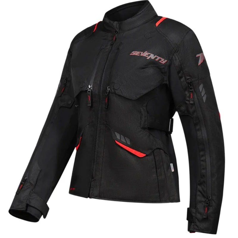 Dame motorcykeljakke Seventy Degrees SD-JT69 Tanami sort-rød