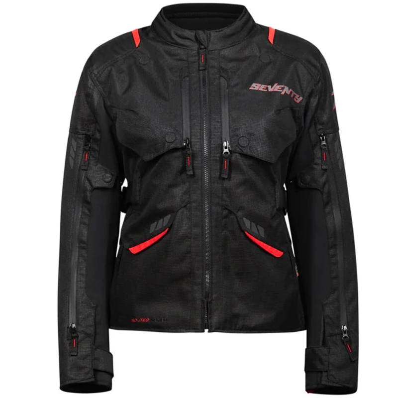 Dame motorcykeljakke Seventy Degrees SD-JT69 Tanami sort-rød