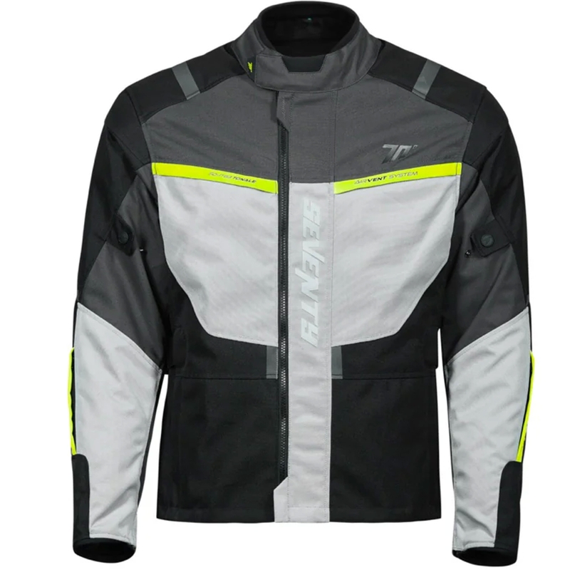 Seventy Degrees SD-JT83 Tonale motorcykeljakke sort-grå-fluo gul