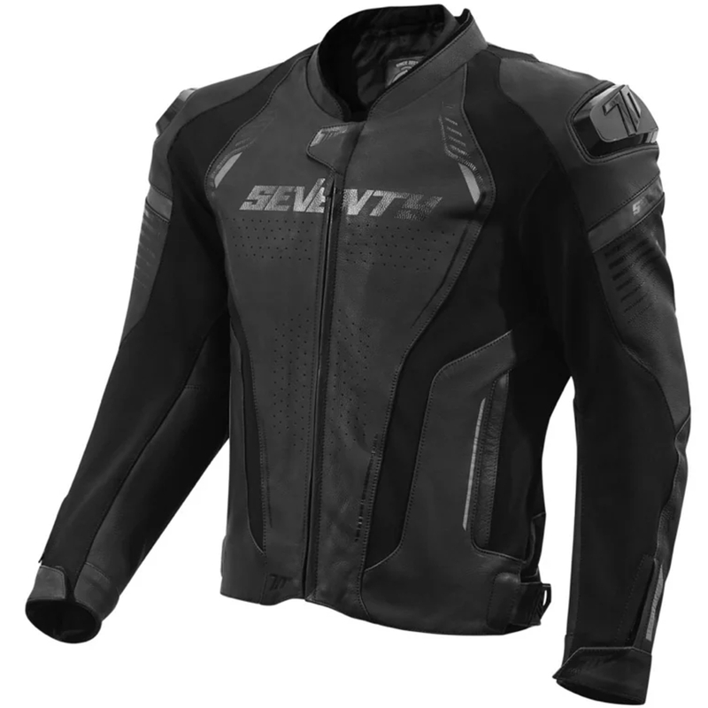 Seventy Degrees SD-JL24 Spoiler læder motorcykeljakke sort