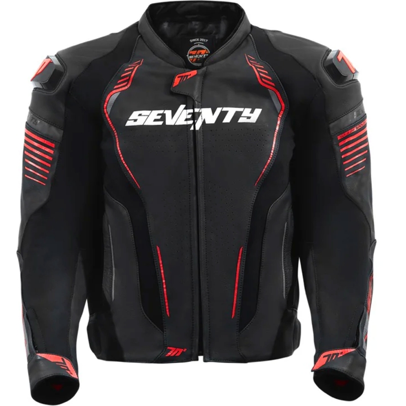 Seventy Degrees SD-JL24 Spoiler læder motorcykeljakke sort-rød