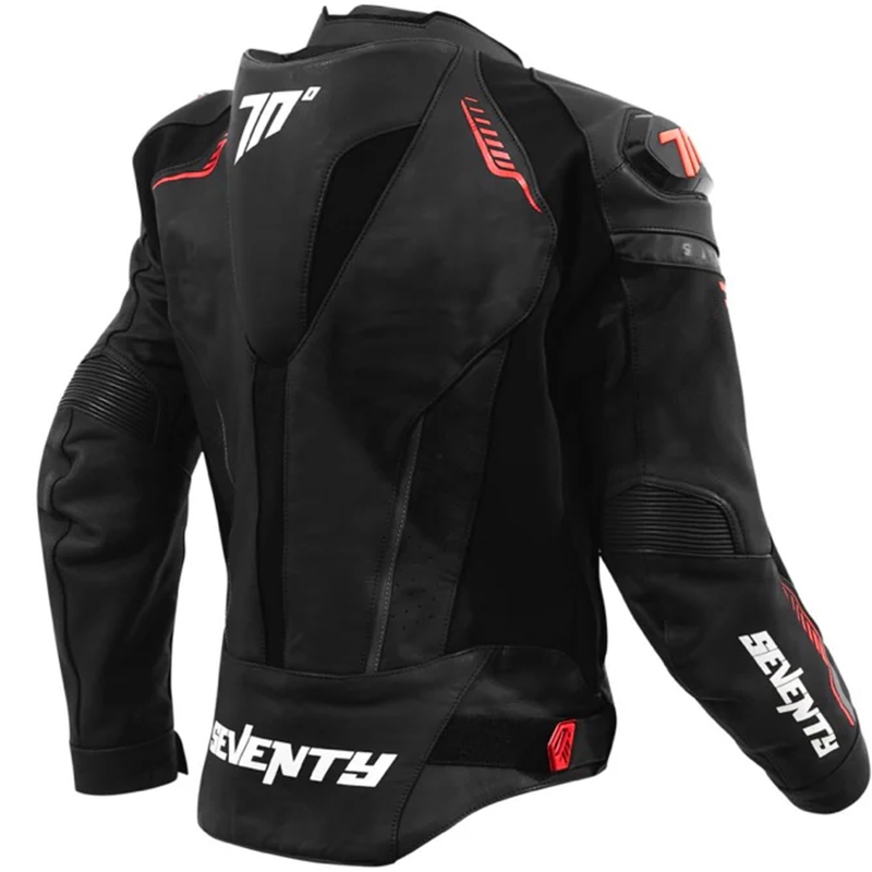 Seventy Degrees SD-JL24 Spoiler læder motorcykeljakke sort-rød