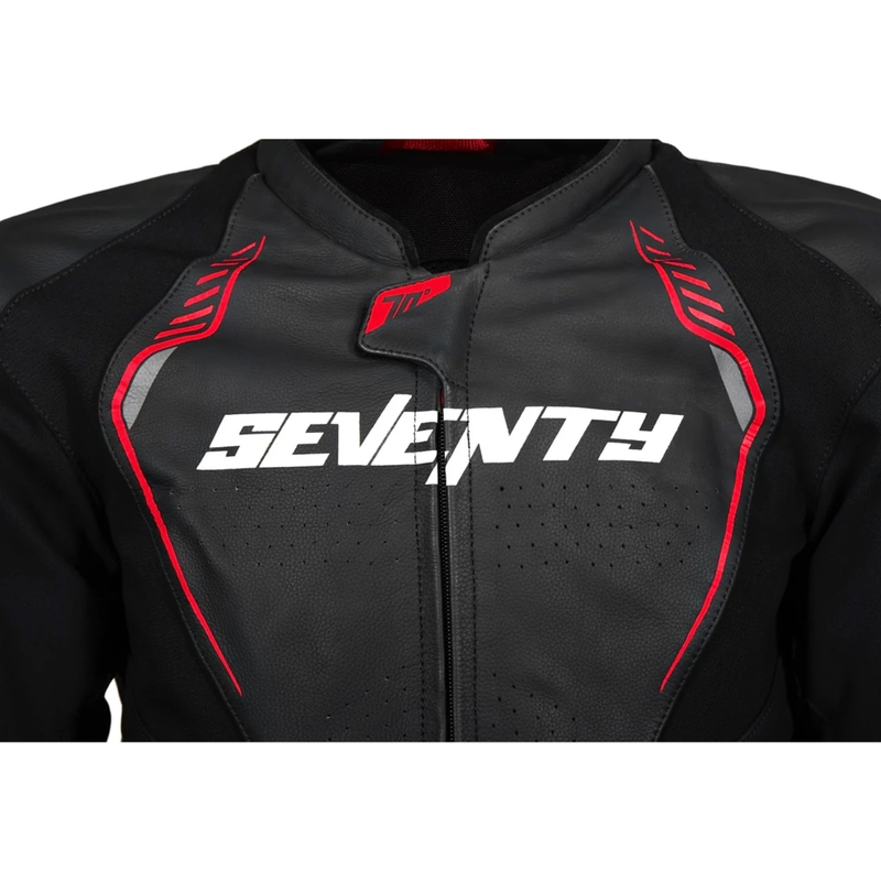 Seventy Degrees SD-JL24 Spoiler læder motorcykeljakke sort-rød