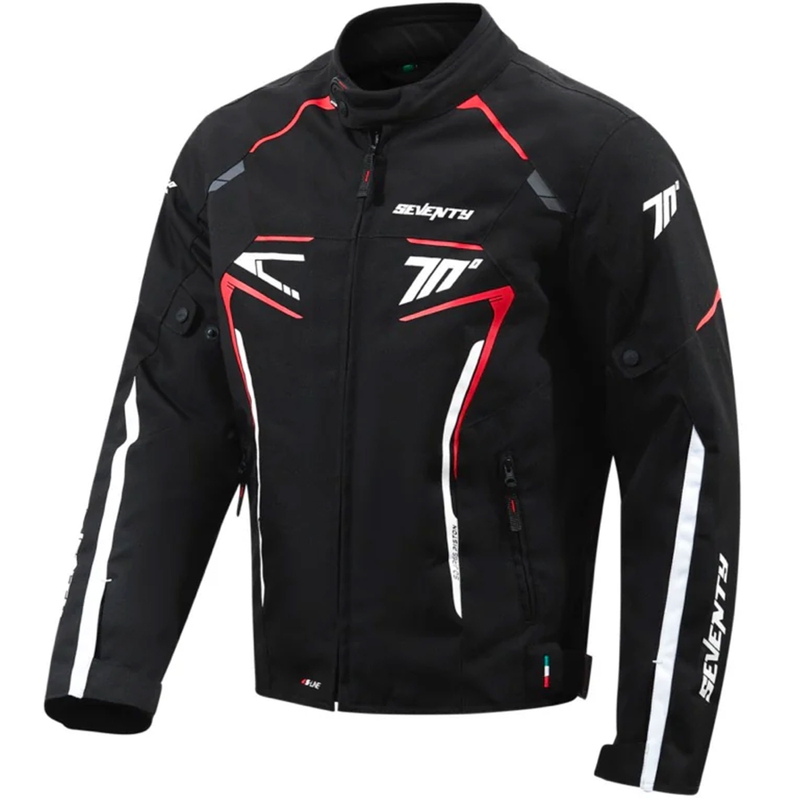 Seventy Degrees SD-JR65 Piston motorcykeljakke sort-rød-hvid