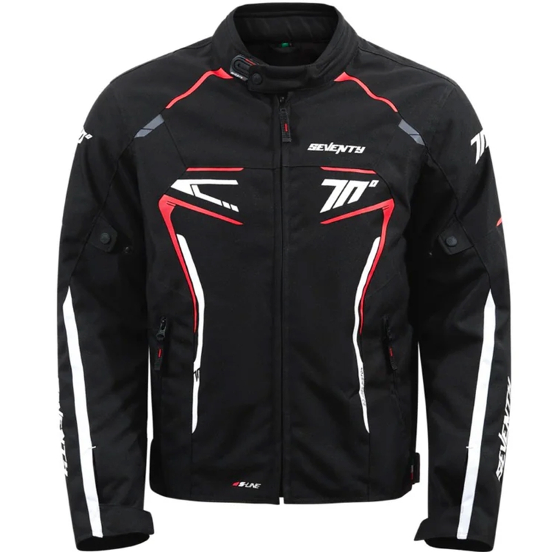 Seventy Degrees SD-JR65 Piston motorcykeljakke sort-rød-hvid