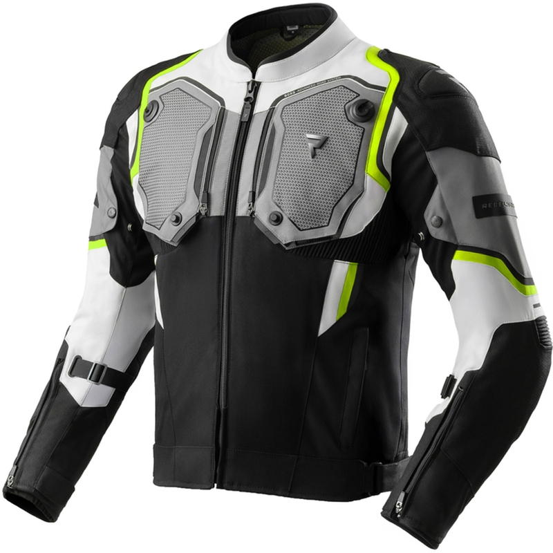 Rebelhorn Borg II motorcykeljakke sort-grå-fluo gul