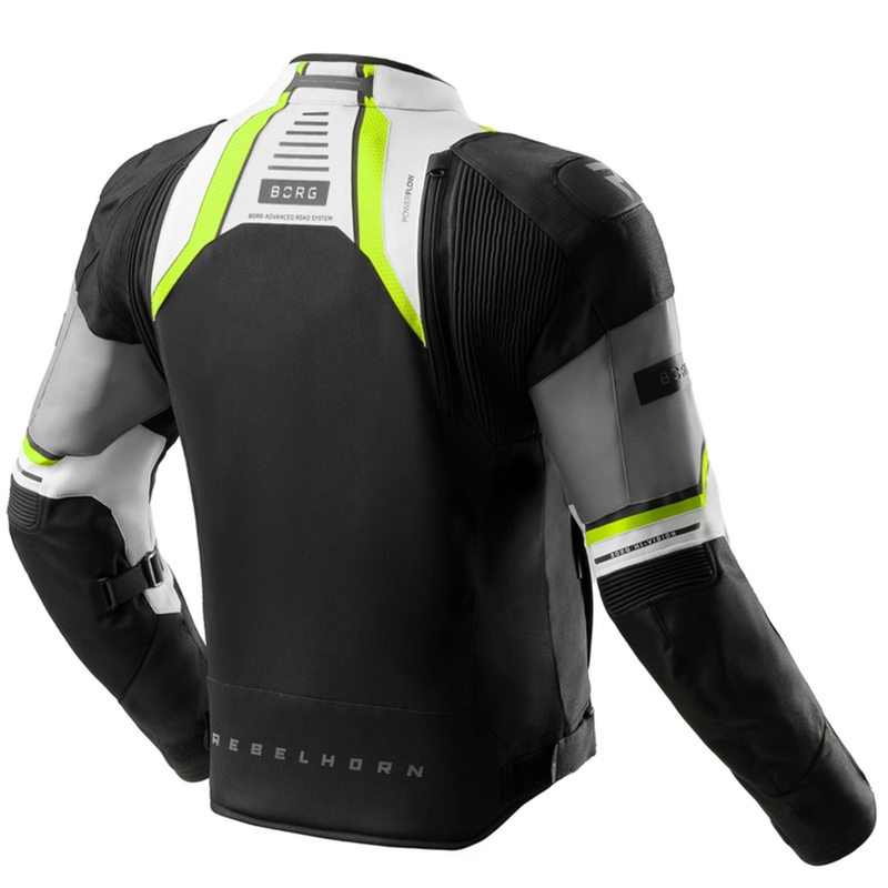 Rebelhorn Borg II motorcykeljakke sort-grå-fluo gul