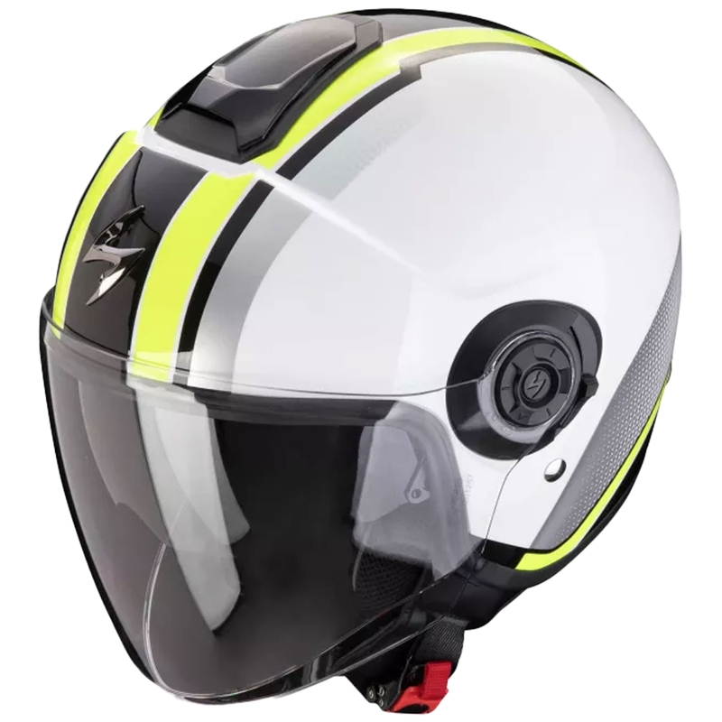 Åben motorcykelhjelm Scorpion EXO-CITY II VEL hvid-fluogul