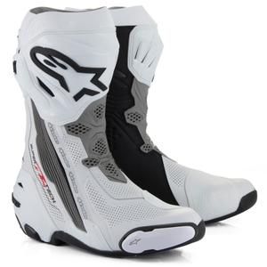 Motorcykelstøvler Alpinestars Supertech R Ventilerede, Hvid/Lysegrå/Sort