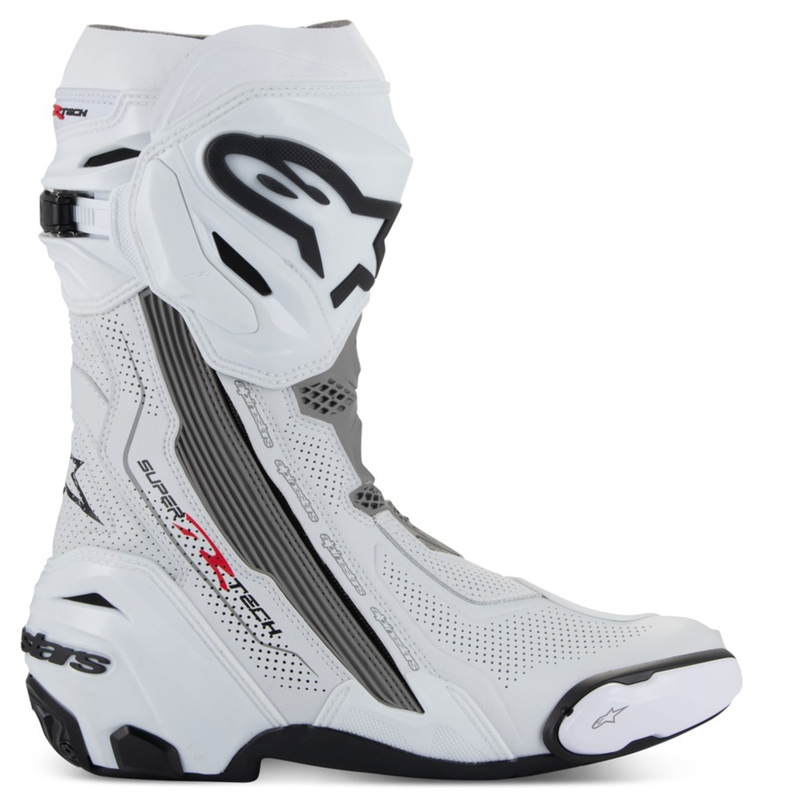 Motorcykelstøvler Alpinestars Supertech R Ventilerede, Hvid/Lysegrå/Sort