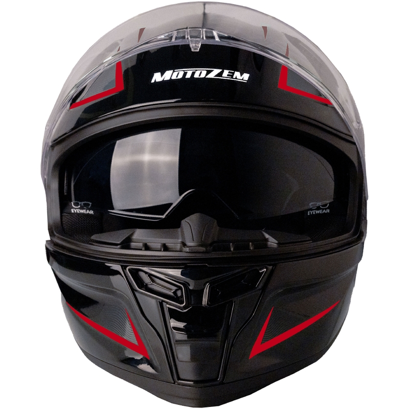 Motozem Guardian fullface motorcykelhjelm sort-rød - II. kvalitet