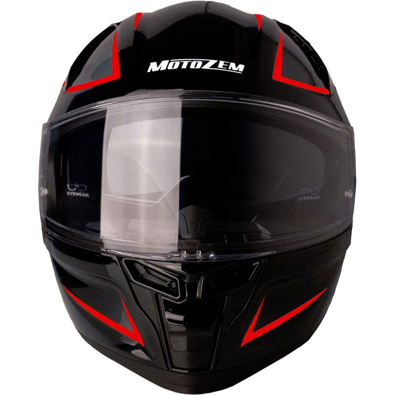 Motozem Guardian fullface motorcykelhjelm sort-rød - II. kvalitet