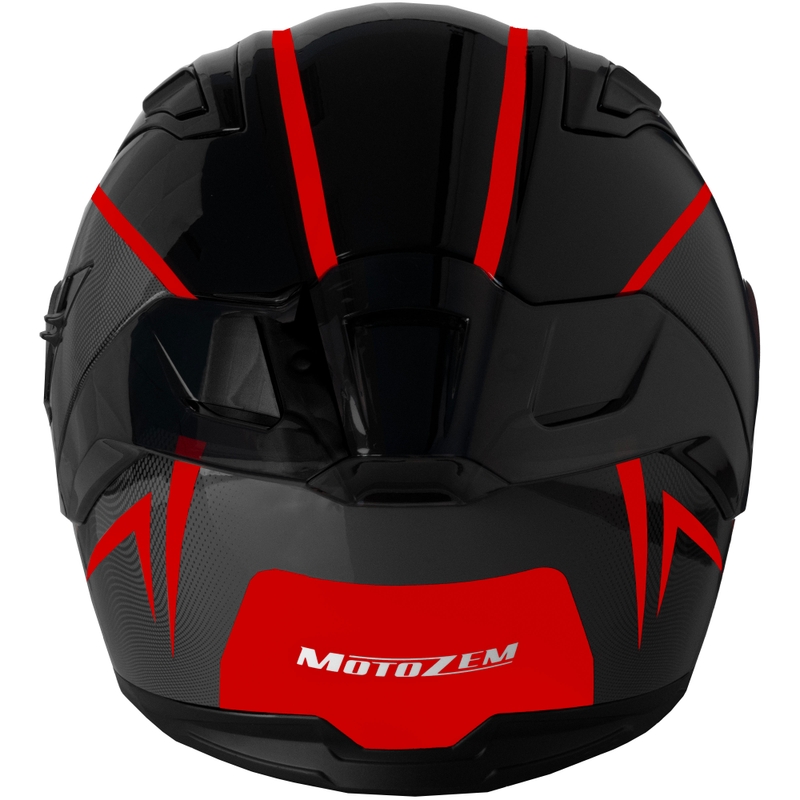 Motozem Guardian fullface motorcykelhjelm sort-rød - II. kvalitet