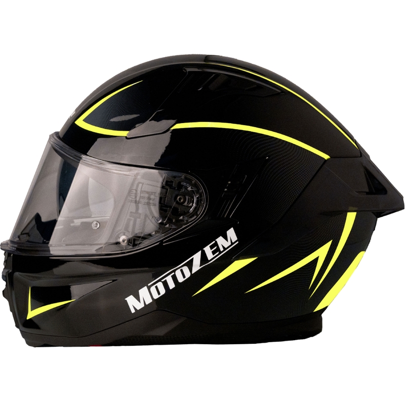 MotoZem Guardian fullface motorcykelhjelm sort-gul - II. kvalitet