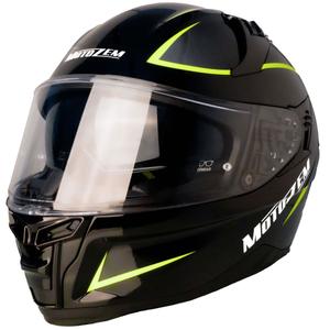 MotoZem Guardian fullface motorcykelhjelm sort-gul - II. kvalitet