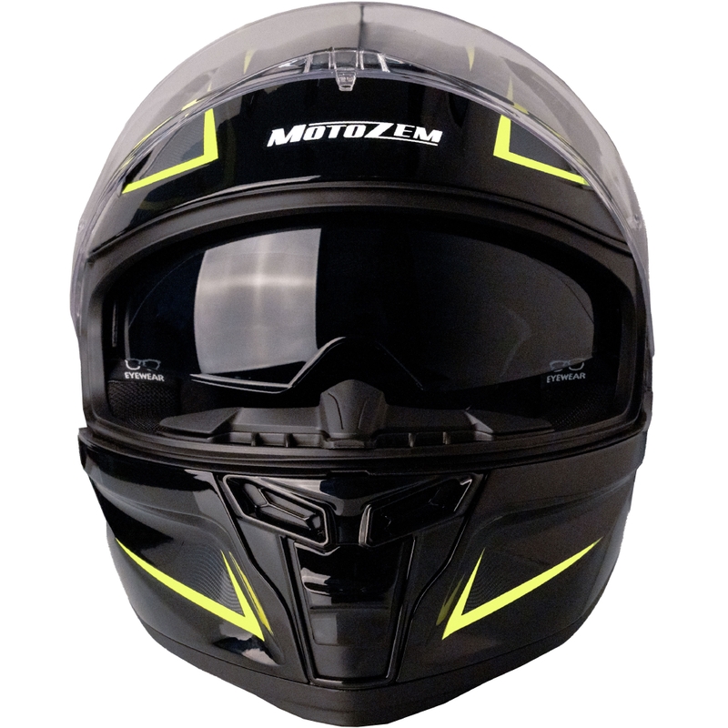 MotoZem Guardian fullface motorcykelhjelm sort-gul - II. kvalitet