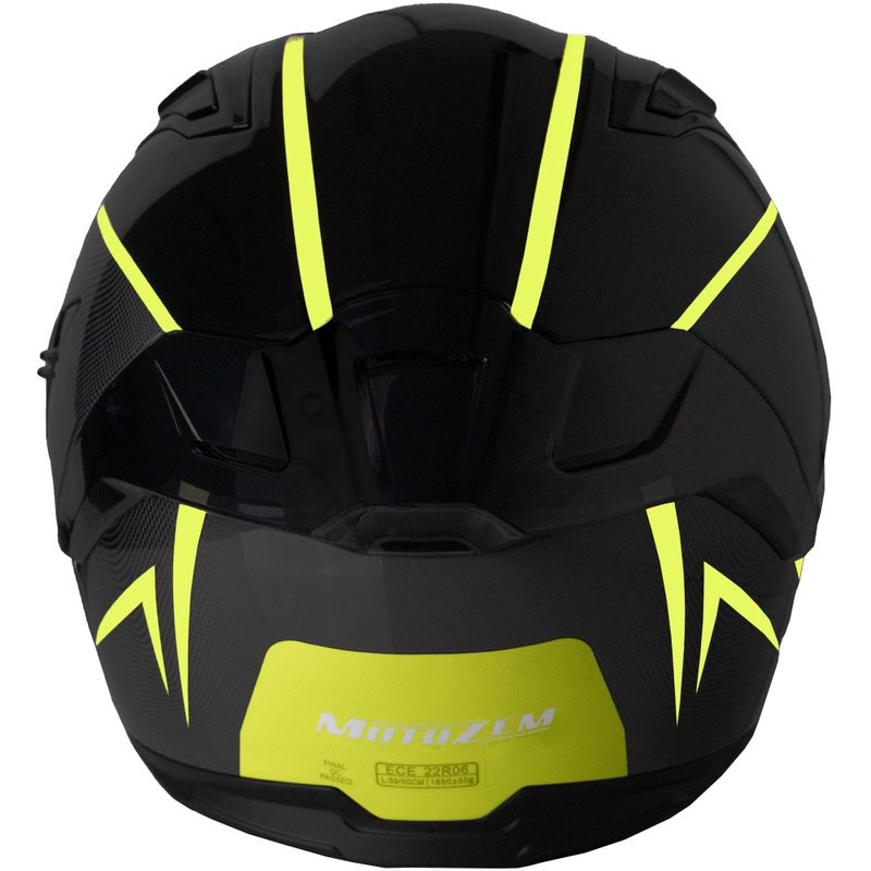 MotoZem Guardian fullface motorcykelhjelm sort-gul - II. kvalitet