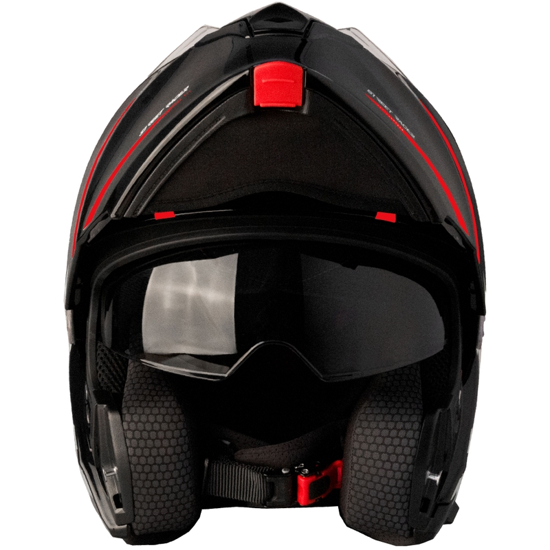 Street Racer Fury sort og rød flip-up motorcykelhjelm - II. kvalitet