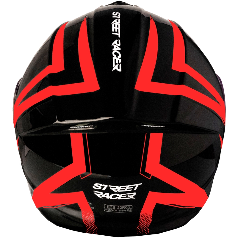 Street Racer Fury sort og rød flip-up motorcykelhjelm - II. kvalitet