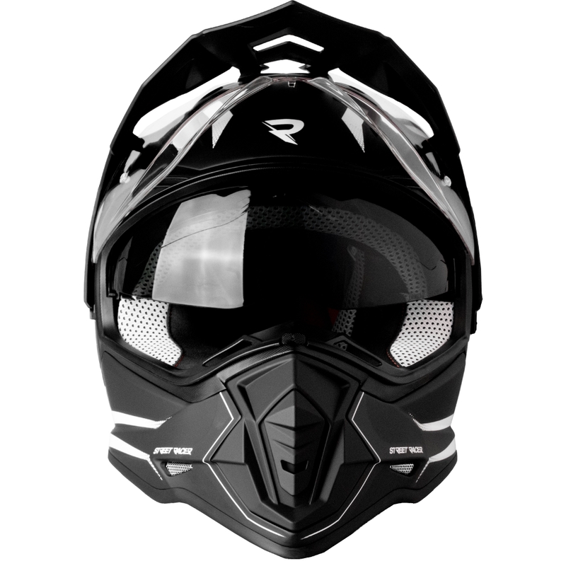 Enduro-motorcykelhjelm Street Racer Ignite mat sort og hvid - II. kvalitet