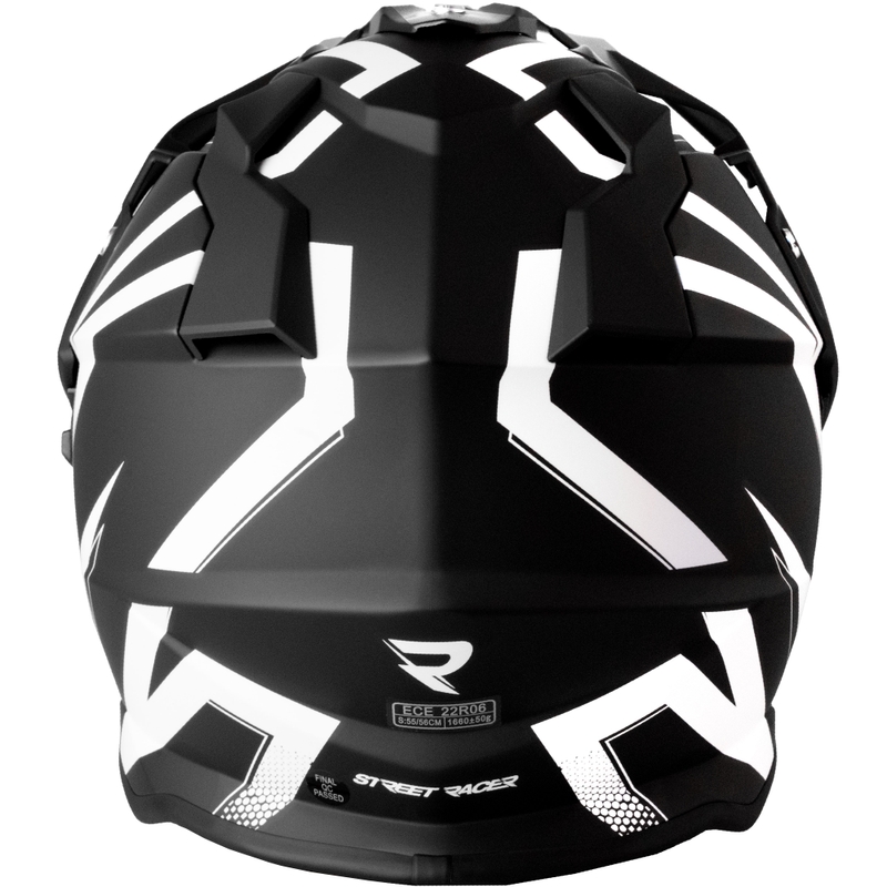 Enduro-motorcykelhjelm Street Racer Ignite mat sort og hvid - II. kvalitet