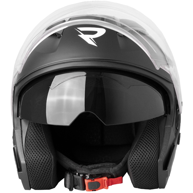 Åben motorcykelhjelm Street Racer Sonic mat sort-rød - II. kvalitet