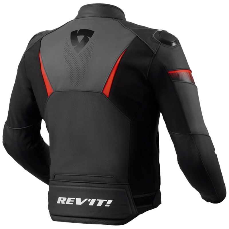 Revit Argon 2 sort-fluoro rød læder motorcykeljakke