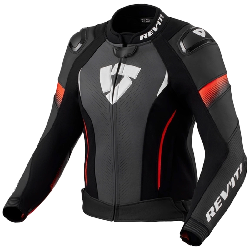 Revit Xena 4 Pro Black-Fluo Red motorcykeljakke i læder til kvinder