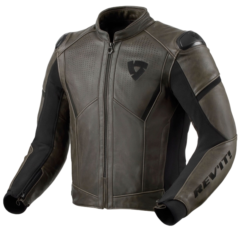Revit Parallax Dark Olive motorcykeljakke i læder