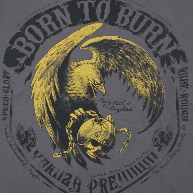 Yakuza Premium Born To Burn Flying Riots Los Angeles T-shirt mørkegrå