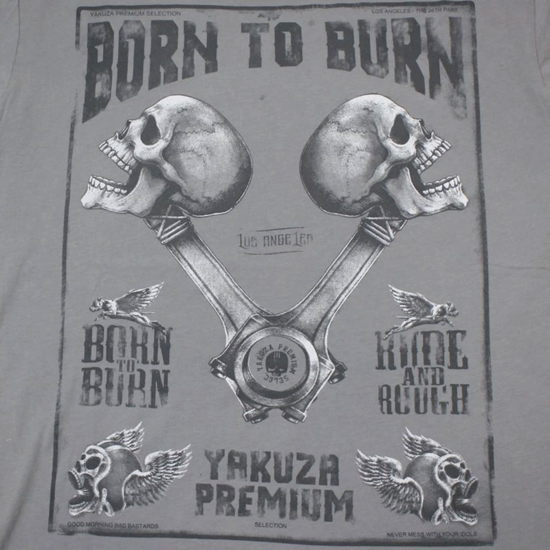 Yakuza Premium Rude and Rough Born to Burn T-shirt - Los Angeles grå