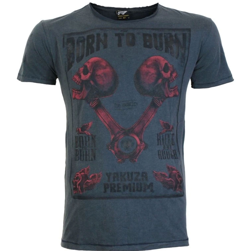 T-shirt Yakuza Premium Rude and Rough Born to Burn - Los Angeles blå