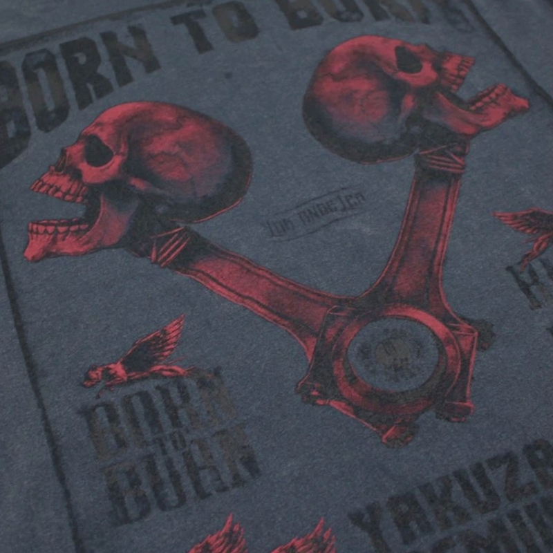 T-shirt Yakuza Premium Rude and Rough Born to Burn - Los Angeles blå