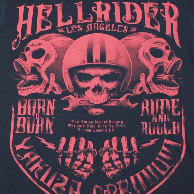 Yakuza Premium Hell Rider T-shirt - Born to Burn mørkeblå