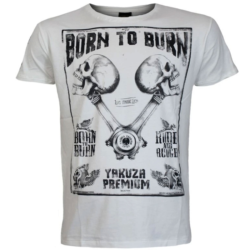 Yakuza Premium Rude and Rough Born to Burn T-shirt - Los Angeles hvid