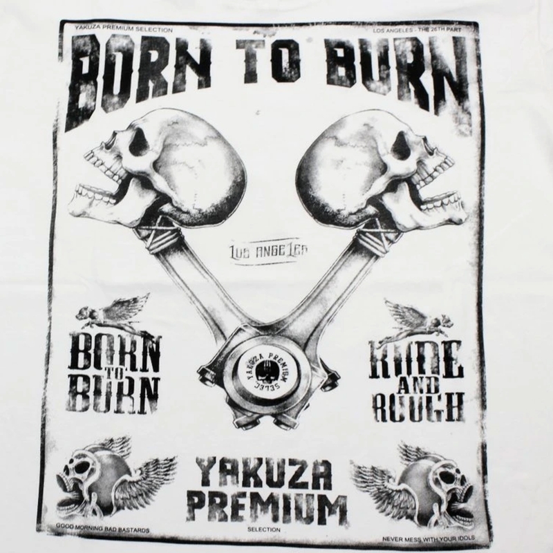 Yakuza Premium Rude and Rough Born to Burn T-shirt - Los Angeles hvid