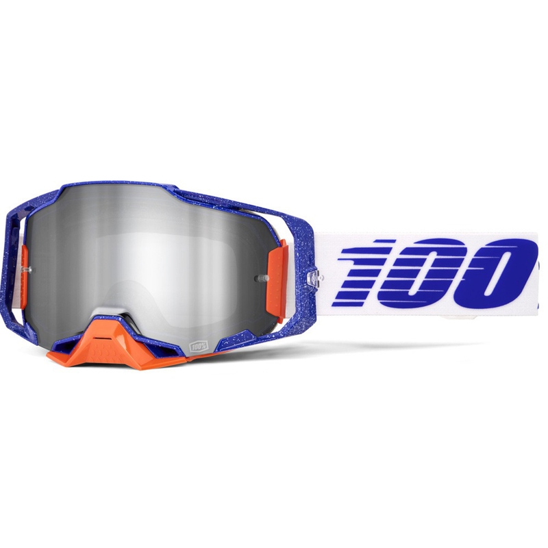 100% Armega Lavingaad motocrossbriller med sølv plexiglas