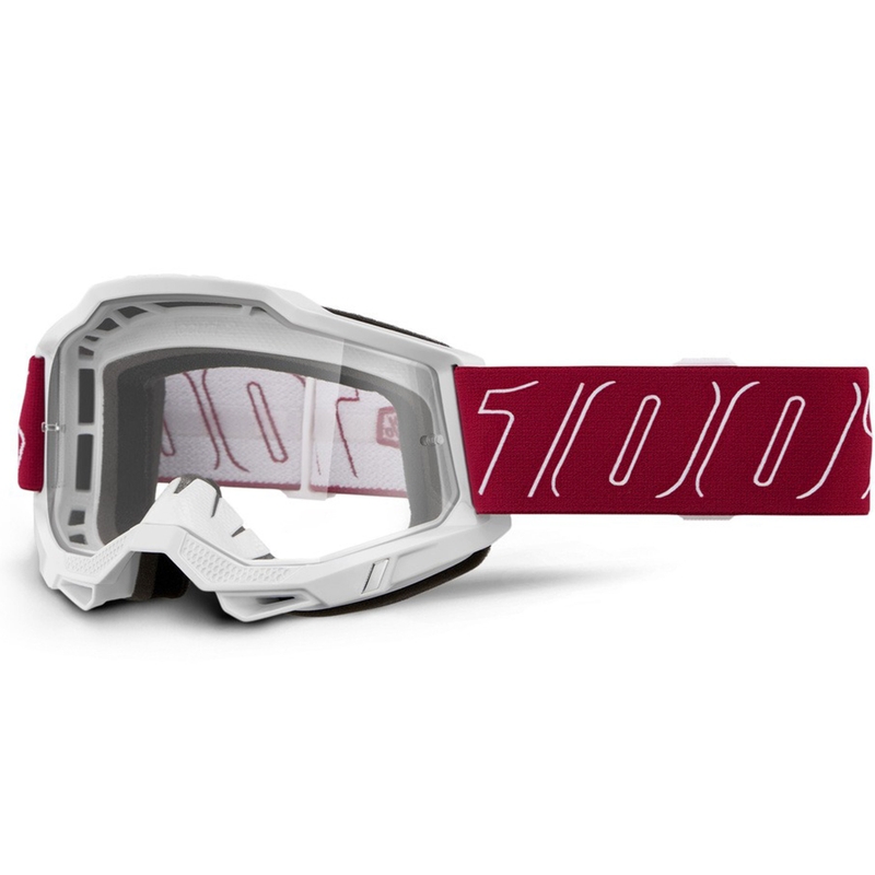 100% Accuri 2 Redline motocrossbriller med klar plexiglas