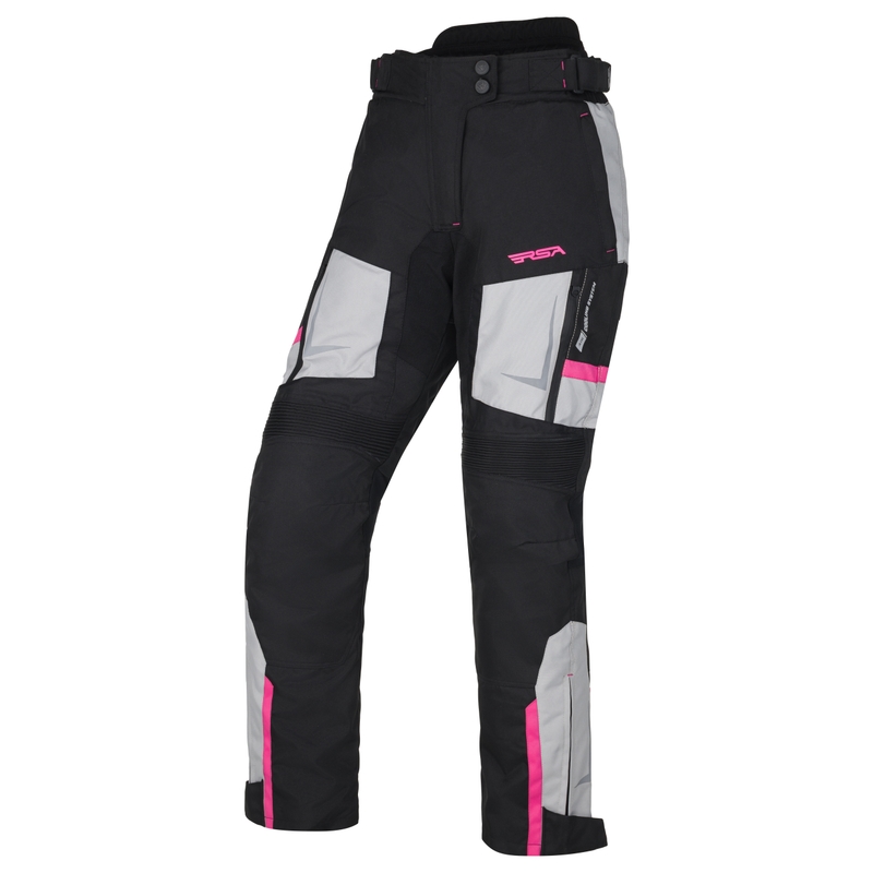 Dame cropped motorcykelbukser RSA EXO 2 sort-grå-pink