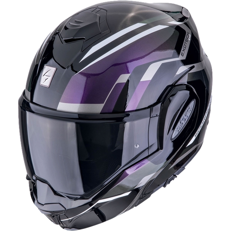 Sammenklappelig motorcykelhjelm Scorpion EXO-TECH EVO FURIO sort kamæleon