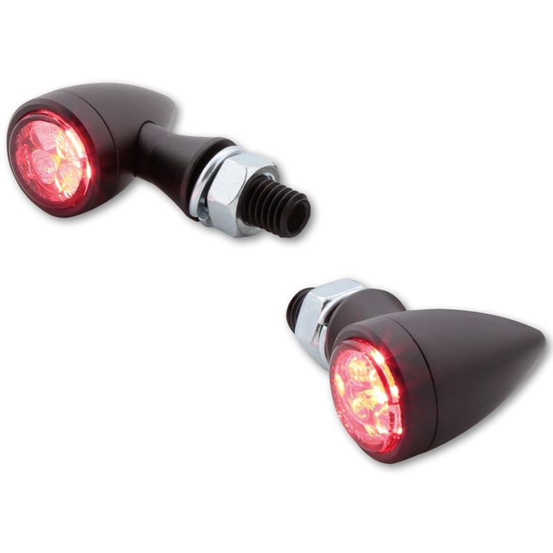 Motorcykel blinklys Highsider Smart Sixteen Bullet LED 3i1 røggrå