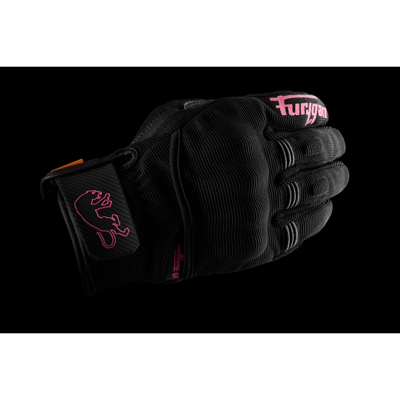 Furygan Jet Lady D3O® Evo dame motorcykelhandsker sort-pink