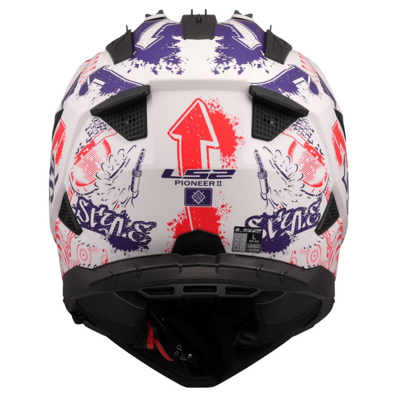Enduro motorcykelhjelm LS2 MX702 Pioneer II Fantasy hvid-rød-blå