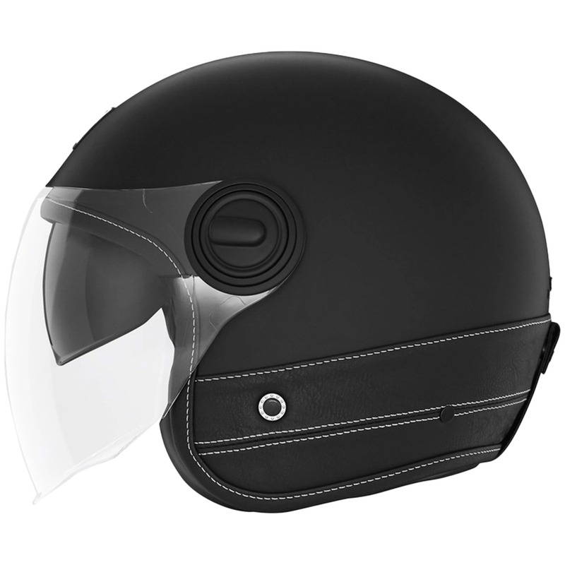 Åben motorcykelhjelm NOX PREMIUM Heritage sort læder