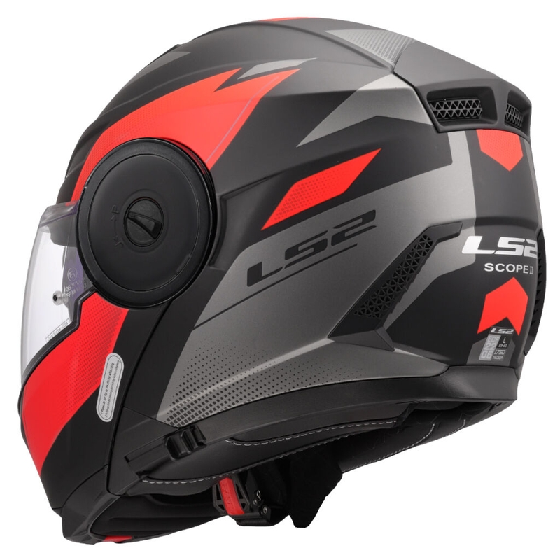 Flip-up motorcykelhjelm LS2 FF902 Scope II Duria sort-rød