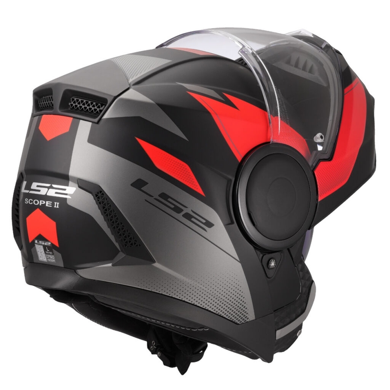 Flip-up motorcykelhjelm LS2 FF902 Scope II Duria sort-rød
