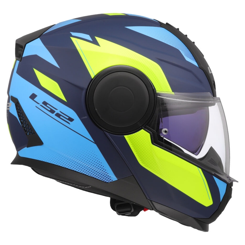 Flip-up motorcykelhjelm LS2 FF902 Scope II Duria blå-fluo gul