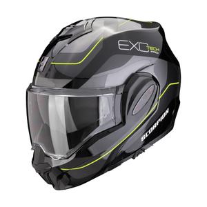 Scorpion EXO-TECH EVO PRO COMMUTA flip-up motorcykelhjelm sort-sølv-gul - II. kvalitet